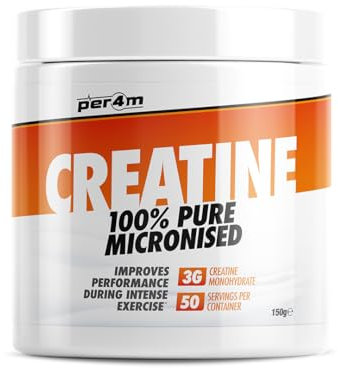 Per4m Creatine Powder | 100% Pure Micronised Creatine Monohydrate | 3000mg of Creatine | 50 Servings (150g, Unflavoured)