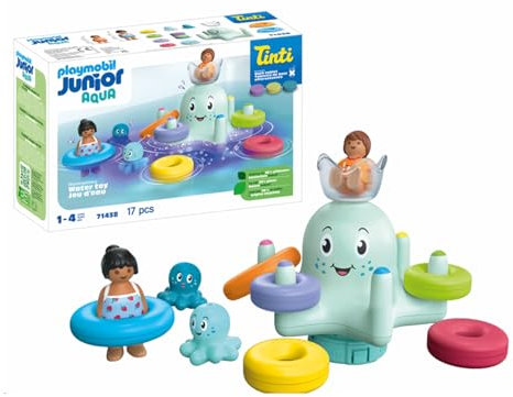 PLAYMOBIL Junior Aqua & Tinti 71438 Pulpo de Colores, con Cuatro Anillos de Colores para clasificar y Tres tabletas de baño Tinti, Juguetes para niños y niñas a Partir de 1 año