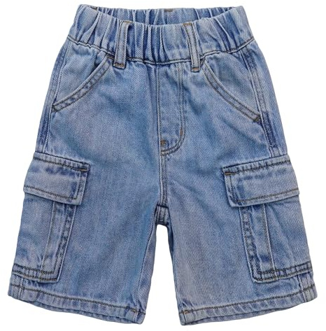 KIDSCOOL SPACE Shorts für kleine große Jungen, gerippte Sommer-Halbhose mit elastischem Bund für Mädchen, Cargo-Jeans