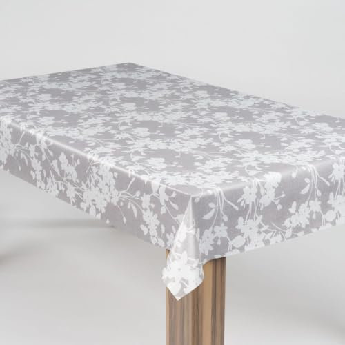laro Wachstuch-Tischdecke Wachstischdecke Gartentischdecke Blumen Ornament Grau, Muster:Blumen Ornament Grau, Größe:100x140