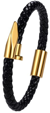JewelryWe Bracelet en Cuir Tressé: Bracelet Cuir Homme Femme avec Décoration en Forme de Clou Bracelet Magnétique Ouvert Élégant et Unique - Cadeau Anniversaire