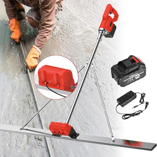 NzEupno Power-Beton-RüTtelset, Elektrisches Beton-Finishing-Werkzeug, Kabelloser Estrich-Zement-Finishing-RüTtelmotor, Batteriebetriebenes Beton-Nivellierungsstampfer-Lineal,1.5m-1Battery