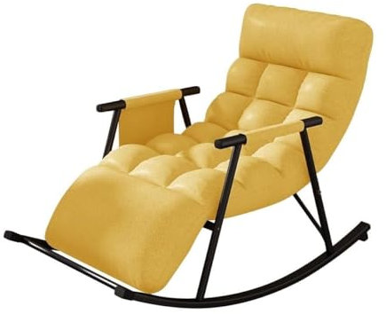 ZXFDMSWJ Gepolsterter Schaukelstuhl, Freizeitsofa, Schaukelstuhl, Liegesessel, weich gepolsterter Gleitstuhl für Balkon, Hinterhof, Wohnzimmer, Schaukelstuhl mit Ottomane (gelb)
