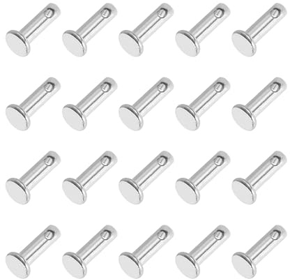 PATIKIL 20 Stück 10mm Lange Steckbolzen 3mm Durch. Flachkopf Edelstahl Bolzen mit Loch 1,6mm Durch. Einlocher Sicherungsbolzen für Industrie Maschinenbau Anhänger Scharnier Möbel, Silber