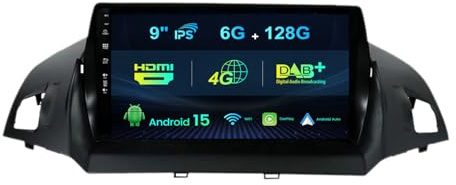MISONDA Incorporado 4G|Dab+ |HDMI |Carplay| Radio Coche DSP Android 15 para Ford Kuga 2012-2018/Escape 2013-2019/C-Max MK2 2012-2019 |Cámara+Mic |6G+128G| WiFi/BT5.0/Control del Volante/RDS