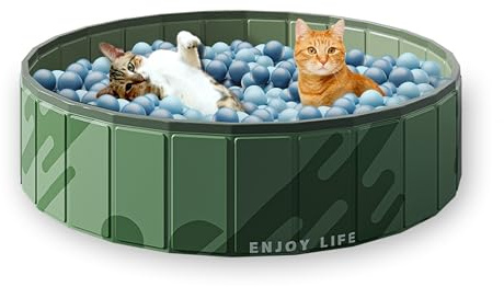 AGGER Cat Bällebad – 81,3 cm kleines, faltbares Bällebad für Katzen – Indoor Outdoor Laufstall – hält über 400 7,9 cm Bälle (separat erhältlich)
