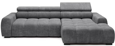 DomiMeble DomoHome Ecksofa OMBO – Modernes stilvolles Eckcouch, Verstellbarer Sitz, Ohne Schlaffunktion, Hochwertiger Eden-Stoff, Rechts-Layout, Maße: 285x168x97 cm, Farbe: HELLGRAFIT