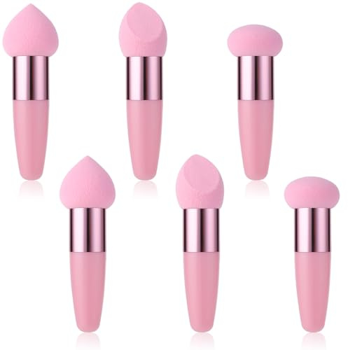 Concealer Sponge Powder Applicator 6 PC Makeup Eye Cream Tool Eyebrow Eyeliner Sponges Blender Brush Beauty Puff Handle Round Head Foundation Foam Tip Applicators Make Up Cosmetic Sponge For Eyeshadow