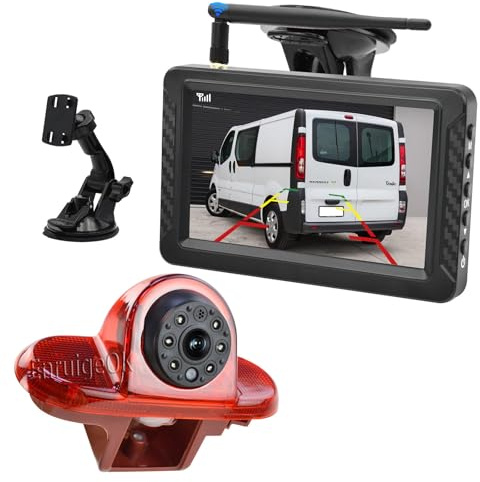 EnruigeOK Kit de moniteur de caméra de recul Full HD sans fil pour Renault Trafic Vauxhall/Opel Vivaro (2001-2014) Vans Vision nocturne Caméra de recul avec écran de 12,7 cm
