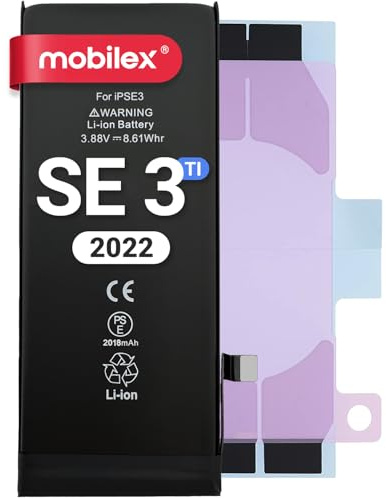 MOBILEX® Batterie Compatible avec iPhone SE 3 (2022) | 2018mAh - OEM | Interne Remplacement avec Adhésif | Puce TI | Capacité d’Origine