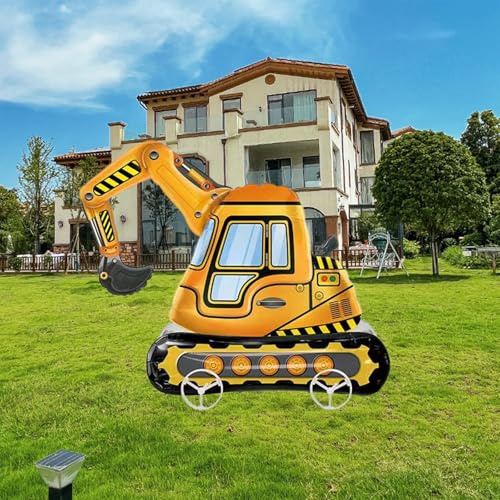 Nine San Walking Digger Luftballons Stehend Excavator Folienballon with Wheels Bagger Walker Diggerballon Party Geburtstag Deko