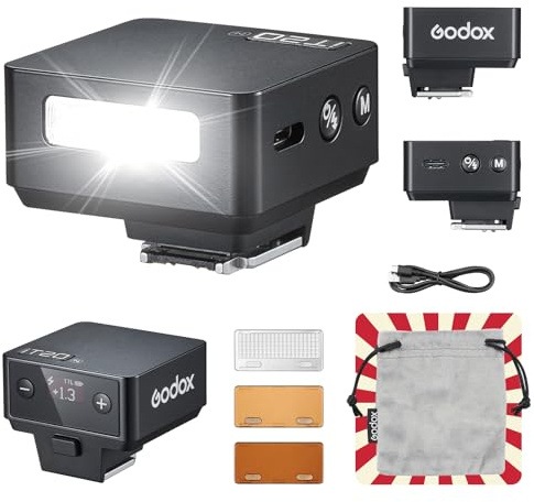 Godox iT20-N iT20 N Camera Flash Speedlite 6 Power Levels 700 Flashes At Full Power TTL 1.5s Recycle Times with Magnetic Colour Chip Single Contact Hot Shoe for Nikon Camera DSLR（Black）