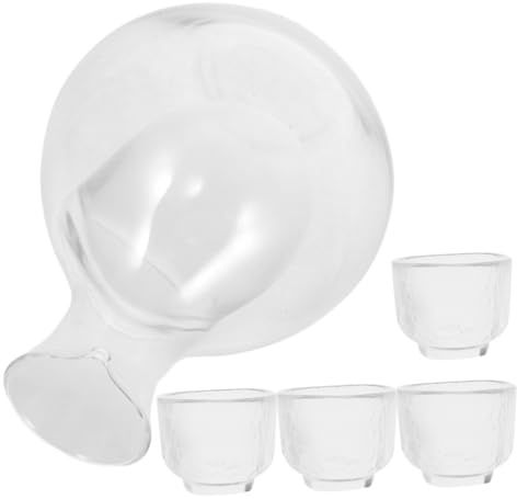 Cabilock Decanter Giapponese per Sake con Tasca per Ghiaccio Compatto con Bocca Inclinata e Bicchieri Vetro Trasparente per Uso Personale e