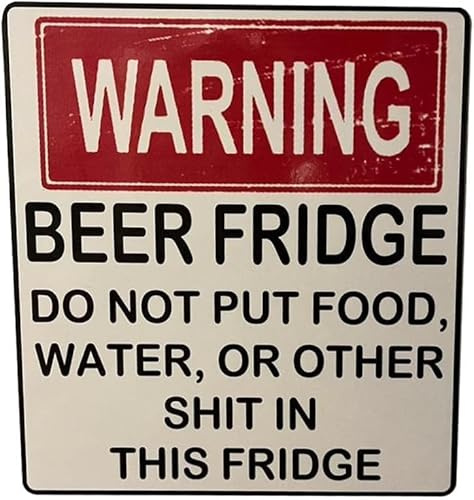 White Warning Beer Fridge Magnet, Funny Beer Fridge Magnet, Refrigerator Magnets Stickers DO NOT Put Food, Water, OR Other Shit in This Fridge,Kitchen Accessories