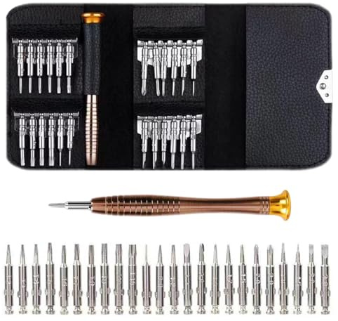 25 in 1 Cacciaviti Precisione Cacciavite magnetico portatile con custodia in pelle Portatile con Bits cacciaviti precisione per Occhiali,Smartphone, Tablet, Laptop Giocattolo