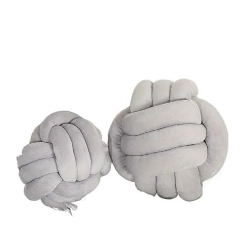 QWWQYDY Cojin Nudos Cojín Redondo pequeño for decoración del hogar, Almohada de Felpa, con Bola Nudo, Almohadas Decorativas, 1 ud(Gray)