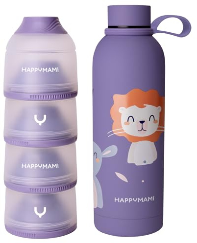 HAPPYMAMI Pack Termo y Dosificador Leche en Polvo | Recién Nacido | Set de alimentación antiadherente sin BPA. Para tomas rápidas, cómodas y tranquilas fuera de casa. Regalo recién nacido.