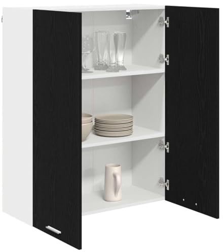 vidaXL Armadio pensile Rovere Nero 80 x 31 x 100 cm Legno multistrato, Armadio da cucina moderno, design rettangolare, ampio spazio, materiali resistenti, stile contemporaneo, per l'organizzazione in