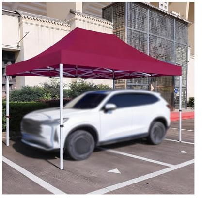 Outdoor-Carport-Überdachung Für Alle Wetterbedingungen, Robuste Ausführung Mit Metallrahmen Für Parken Von Pkw, Traktoren, Wohnmobilen Und SUVs(Wine Red,9.8x14.7x6.5ft)