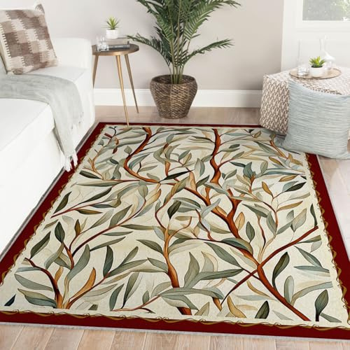 Tappeti lavabili 90x150cm classici a rami di salice Per soggiorno camera da letto femminile maschile nursery Arte tradizionale antiscivoli antiscivolo tappeto vintage semplice moquette foglia