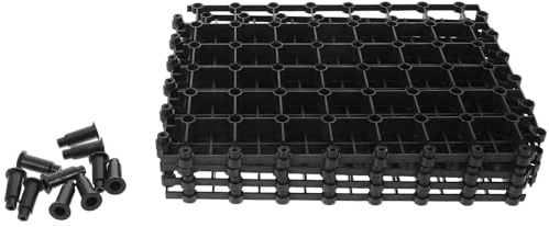 CIYODO Grille de Bassin Robuste en Plastique Noire 4 Pièces avec 80 Pieds, Panneau de Filtration Rectangulaire pour Fontaine de Jardin Modulable, Support de Bassin Soi-même,