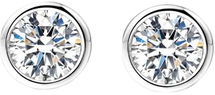 Tolldek Ohrstecker 9K/14K/18K Weißgold Echtes, Weiß Labor Erstellt Diamant Klassiker Damenohrringe Rundschliff, Ohrringe Jugendstil 18/14/ 9 Karat Gold