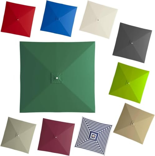 Telo di Ricambio per Ombrellone Quadrato da Giardino A 8 Stecche, Copertura Superiore Decentrata Resistente, Tessuto Impermeabile E Resistente Ai Raggi UV per Dark Green 3x3m/9.8x9.8ft
