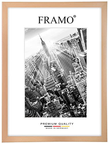 FRAMO Holz Bilderrahmen 84 x 118 cm nach Maß - Buche | Größe wählbar | inkl. entspiegeltes Acrylglas | Rahmen für Puzzle | Foto | Poster