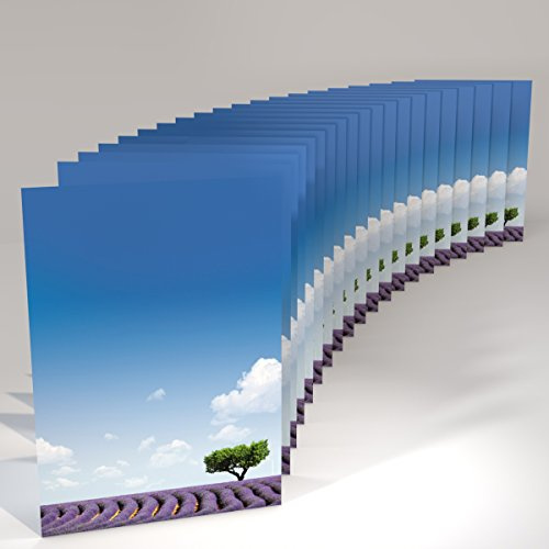 Blumen und Natur Motivpapier Lavendel, 50 Blatt Briefpapier DIN A4, 90g/qm