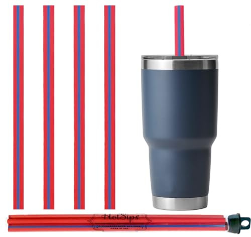 HotSips Reusable Drinking Straws with travel case, Made in USA, Cups 12-32 oz - For both Hot and Cold Beverages, Water/Coffee/Tea 4 Large 9.5