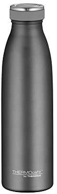 THERMOcafé by THERMOS TC BOTTLE stone grey mat 0,50l, Isolierflasche aus Edelstahl, kohlensäurefest, 12h heiß 24h kalt, Auslaufsicher, für Schule, Unterwegs & Büro