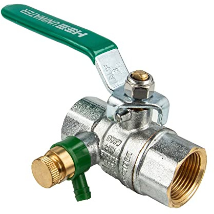 Hermann Schmidt UNIWATER Trinkwasser-Kugelhahn mit Entleerung, langem Stahlgriff grün, Typ 1497, DN 10, 3/8 Zoll IG/IG, Chrom, Messing, DIN EN 13828, DIN DVGW, grün