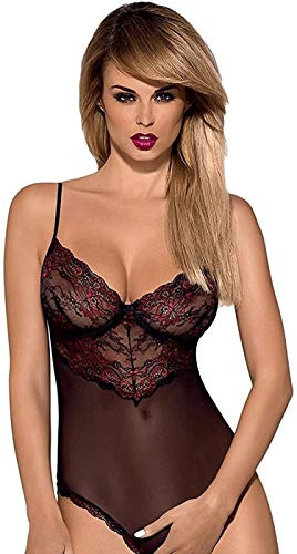 Obsessive delikat figurbetonande Ouvert-body med chic spets och satin-snörning i en fantastisk presentförpackning