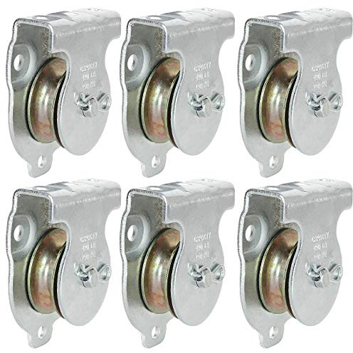 AConnet 6 Pack Wall Mounted Pulley 1-1/2 Inch Wall and Ceiling Mount Single Pulley for 3/8 Wire or Rope, Zinc-Plated