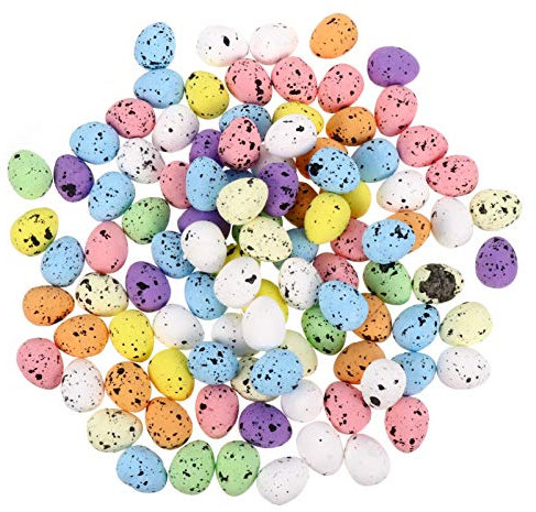 VALICLUD 100 Stück Gesprenkelte Schaum Ostereier Mini Styropor Vogeleier Graffiti Eier Korb Stuffers Ostern für DIY Handwerk Ostern Party Begünstigt Lieferungen 1. 8Cm