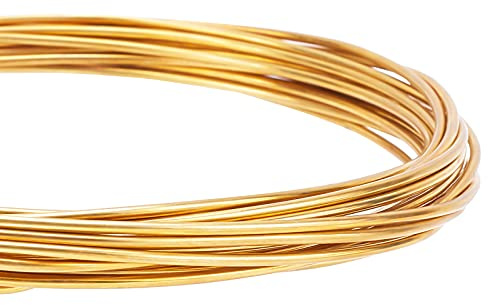 BENECREAT 5 m 1,6 mm rund rostfri koppartråd, mässingstråd i guld för pärlhantverk, smyckestillverkning och smyckestillverkning