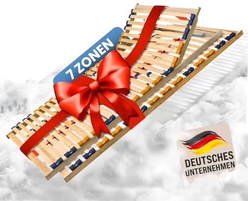 Coemo Partner-Set 2 x Lattenrost MULTIRA 100 x 200 cm 7-Zonen 28 Leisten Kopfteil und Härtegrad verstellbar