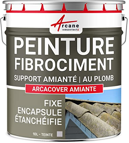 Peinture Fibrociment Encapsulage Amiante Plomb 10 L Gris | Résine d'Encapsulage, Rénove et Protège Toitures Fibrociment, Support Amiante et Plomb, Résiste aux Uv - Arcane Industries