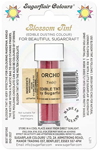 Sugarflair Blossom Tint Orchid Food Colouring and Dusting Powder, Matt Finish, Brush On or Mix with Rejuvenator Spirit to Create a One of A Kind Cake - 7ml
