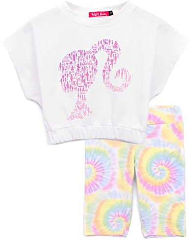 Barbie Ragazze T-shirt con pantaloncini ciclismo bambina Logo Tie Dye Outfit 5-6 anni
