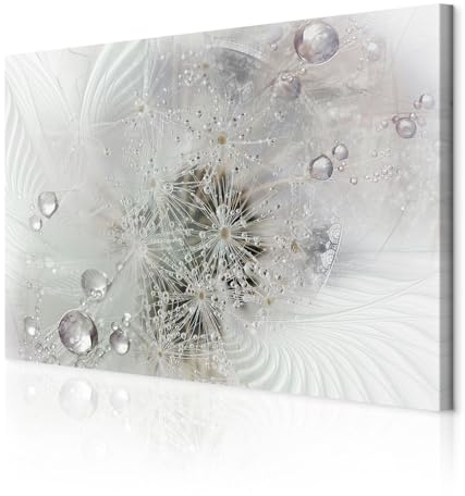 decomonkey Wandbilder Pusteblume 120x80 cm 1 Teilig Leinwandbilder Wanddeko | Strukturleinwand, Holzkeilrahmen, Bild auf Leinwand, Kunstdruck, Wohnzimmer, Wanddekoration, Modern, Wasser, Blumen, weiß