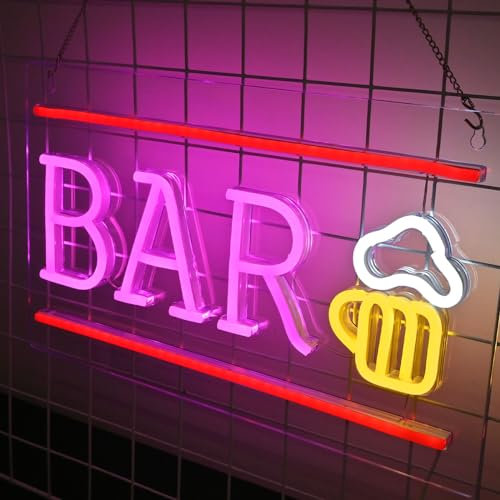 SIGNSHIP Bier Neonschild BAR Buchstabe Leuchtreklame LED-Neonlicht Wandleuchte für Bar Party Nachtclub Mann Höhle Restaurant Festival Feier Dekoration Party Zeichen