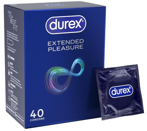 Durex Extended Pleasure, 40 Condoms, Regular Fit, Pre Lubricated