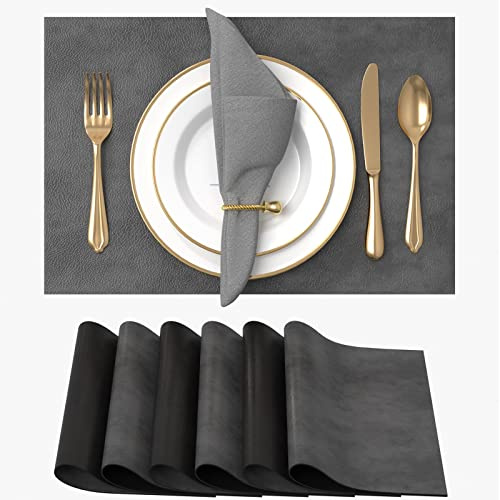 Vitare Platzsets Abwaschbar,Tischsets Abwaschbar 6er Set,Zweifarbig Tischset Kunstleder, Hitzebeständig und rutschfest,45×30cm