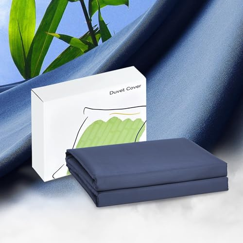 Vesta Premium 100% Bamboo Viscose Duvet Cover, SuperBamboo Cooling for Hot Sleepers, Softer Than Silk, Perfect for Gift Giving, High Thread Count (Pacific Blue, Full/Queen)