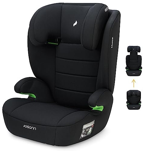 Osann Musca Kindersitz i-Size von 100 bis 150 cm, Auto Kindersitz ohne Isofix, Sitzerhöhung mit Rückenlehne - Black