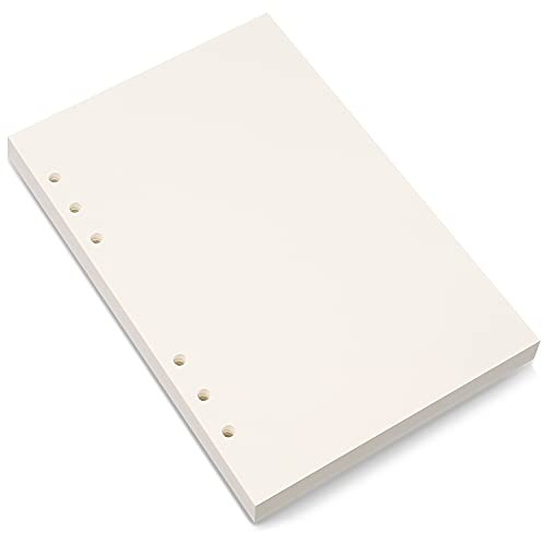 Recharge de papier vierge A5, 6 trous perforés pour agenda, journaux, notes, 80 feuilles/160 pages, 14 x 21 cm, beige (1)