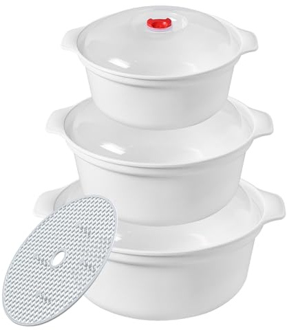 POYIPI 3 PCS Microwave Bowls with Lids Ramen Cooker Soup Bowls with Handls Microwavable Bowl Dishes Noodle Cooker Microwave Cookware for Office, College Dorm