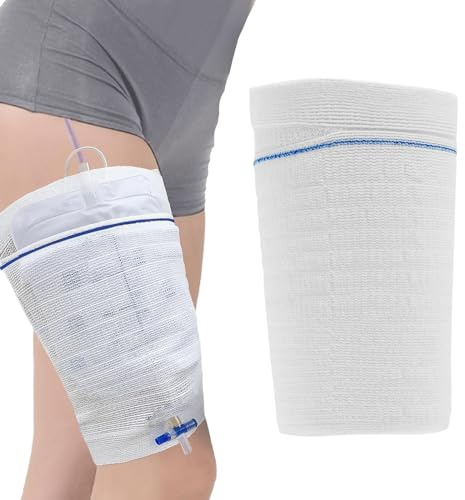 DHinkyoung Catheter Leg Bag Holder,Washable Reusable Catheter Sleeves Urine Leg Bag Holder,Fabric Urinary Drainage Bag Stay in Place Urine Bags for Legs, Catheter Stabilization Device (Medium - 1 Pcs)