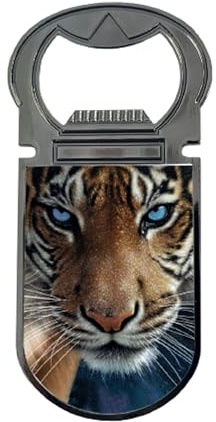 3D LiveLife flasköppnare – blå ögon från Deluxebase. Linsformad magnetisk 3D tiger flasköppnare. Kylskåpsmagnet flasköppnare för ölflaskor och bartillbehör för hem, resor och gåvor.